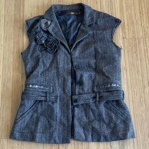 J. Crew Charcoal Vest with Floral Accents